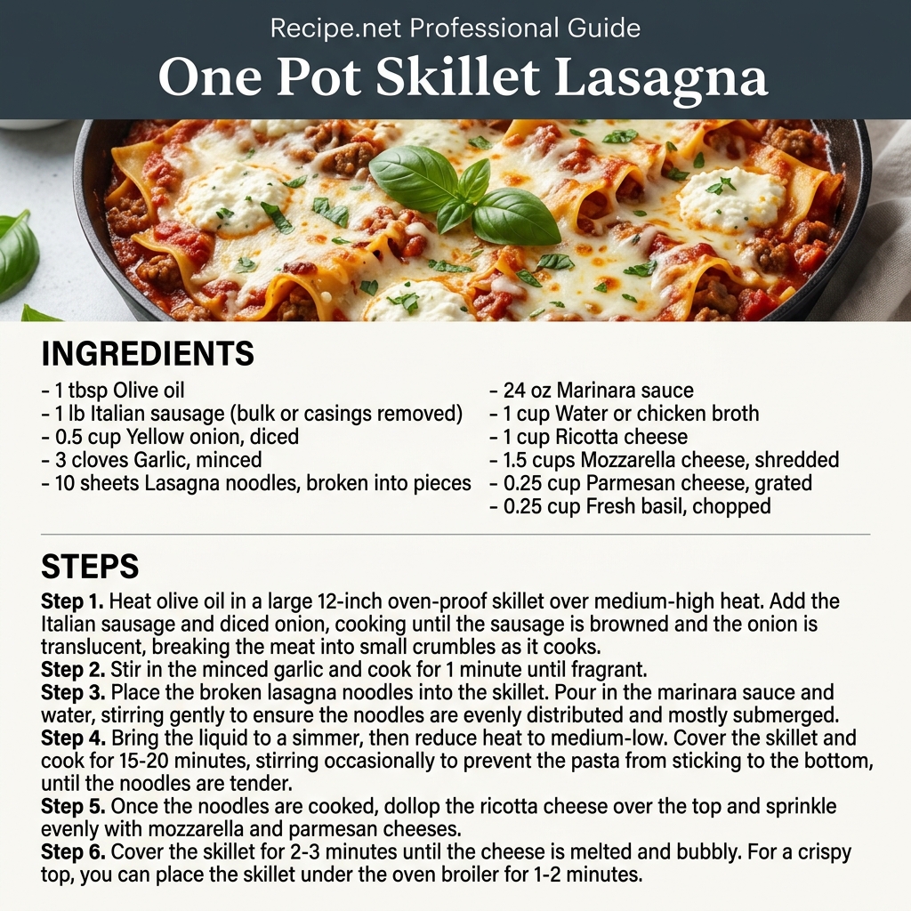One Pot Skillet Lasagna Infographic