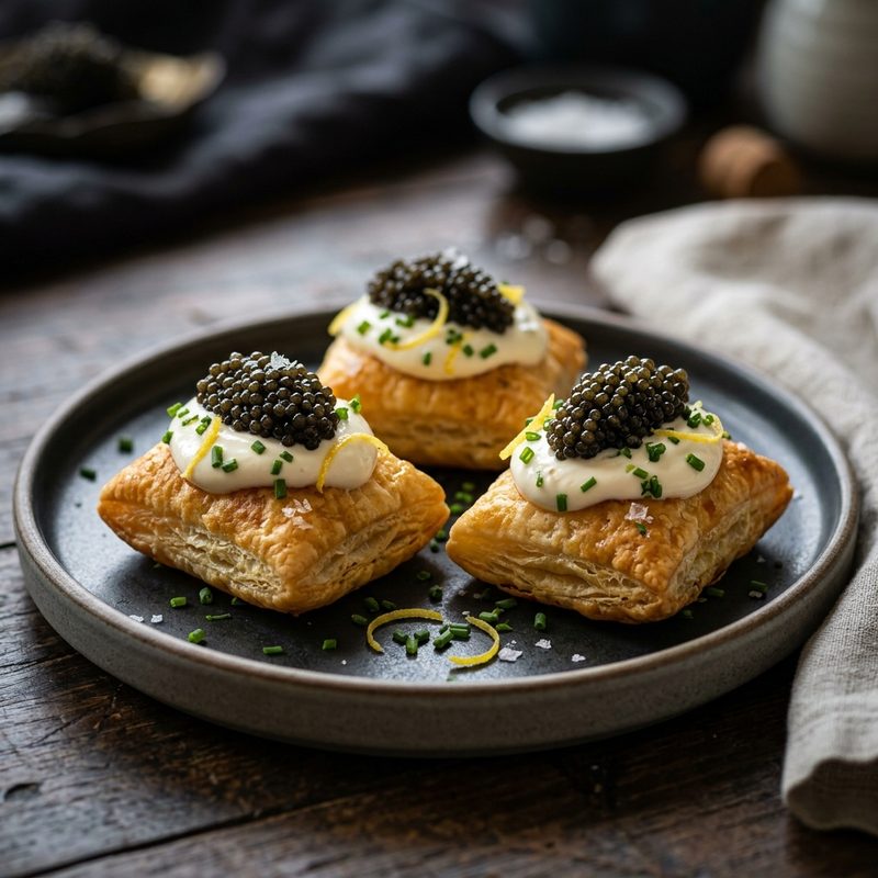 Dutch caviar, fried pastry, smoked cream